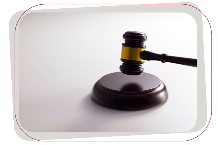 gavel and pedestal on white background